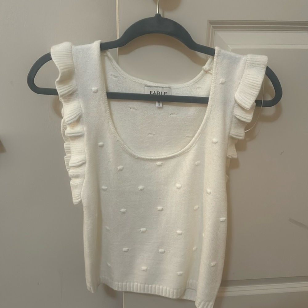 Large white sweater material top, never worn!